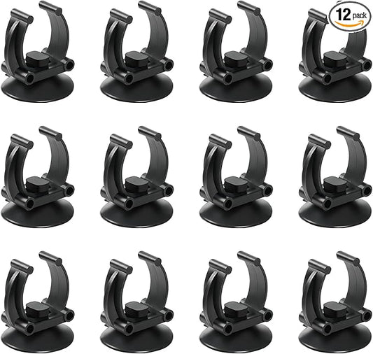 AQUANEAT 12 Pack Aquarium Suction Cups with Clip Black,for 1.1" Aquarium Heater and Submersible Light, Tubing Hose, Plant Fish Tank