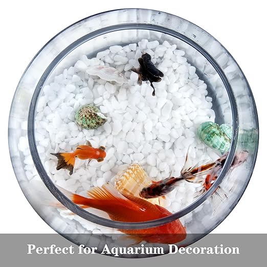 5lb Polished Aquarium Silica Gravel, Decorative Pebbles Substrate for Fish Tank, Vases, All Purpose Silica Gravel for Aquarium, Fire Pits, and Landscaping, Snow White(0.16-0.24”)