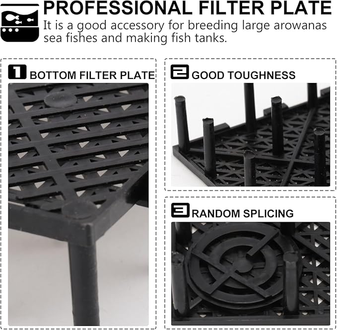 ULTECHNOVO Aquarium 20pc Fish Tank Bottom, Plate Sand Gravel, PVC Splicing Clapboard Bottom, Sand Gravel Board for Aquarium Breeding (Black) Fish Tank Filters