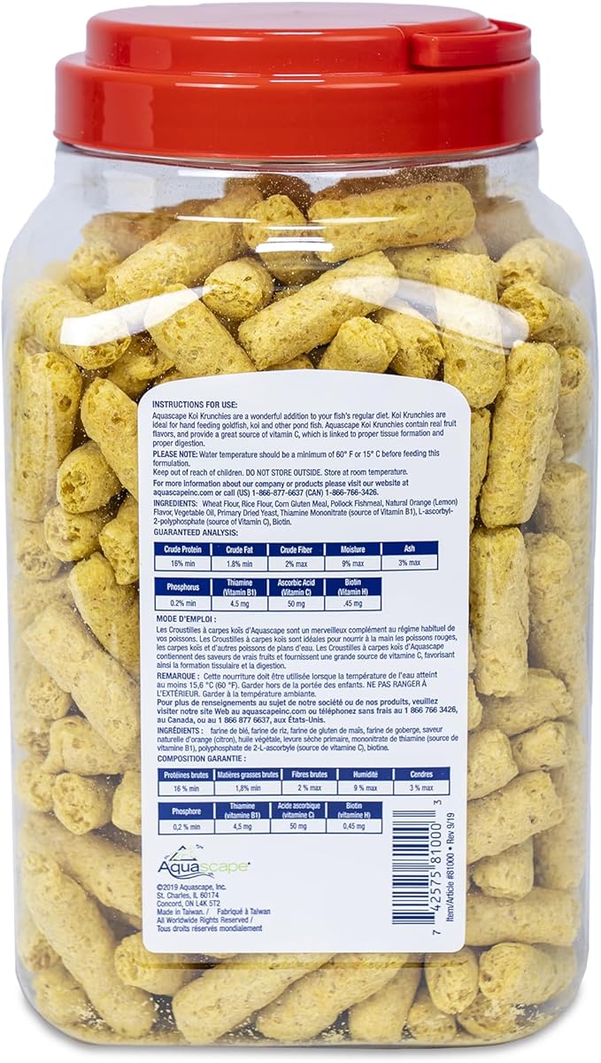 Aquascape Koi Krunchies Fish Food Large 1.1 lbs / 400 g for Hand Feeding in Pond Water Feature, 81000