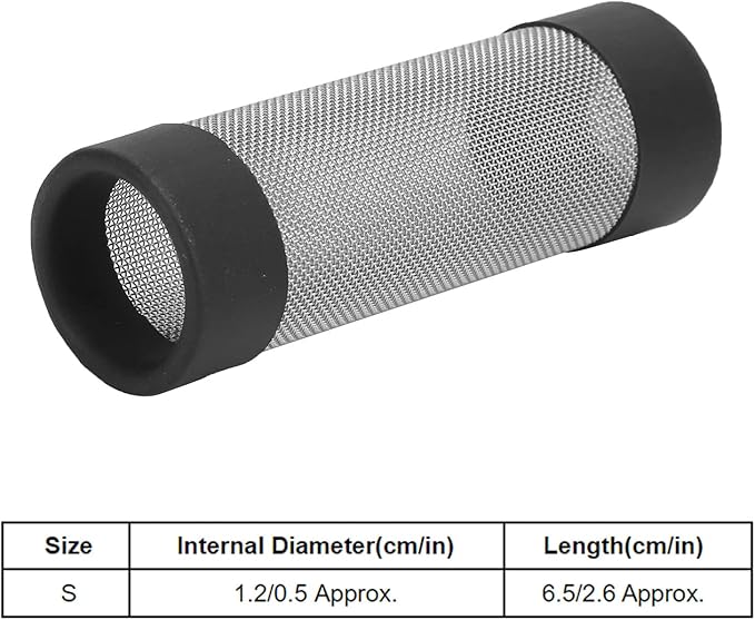 Aquarium Intake Filter Mesh Cover Fish Mesh Net Strainer Metal Pre Filter Tube Filter Accessory Stainless Steel Mesh Inflow Guard Intake Cover for Shrimp and Fish (Internal Diamete