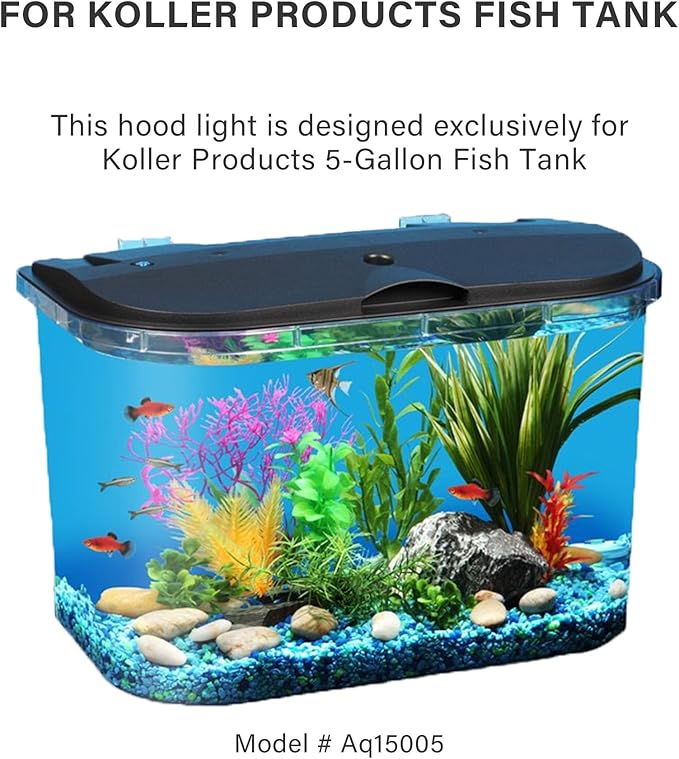 Replacement Top and Light and 12V1A Power Adapter for Koller Products 5 Gallon Fish Tank