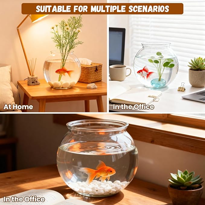 8 Pack Plastic Fish Bowls, 27 Oz Plastic Ivy Bowls, Unbreakable Vases Bowls for Table Centerpieces, Heavy Duty Drink Cups for Party Favors, Home Decor, Candy, Clear