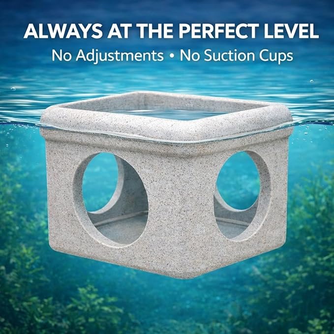 CPLIKE Marble Floating Betta Fish Hideout with Viewing Window & Round Holes – Floating Cave Hammock, Feeding Platform & Rest Tunnel – Betta Fish Shelter for Nano Tanks, Bowls & Small Aquariums