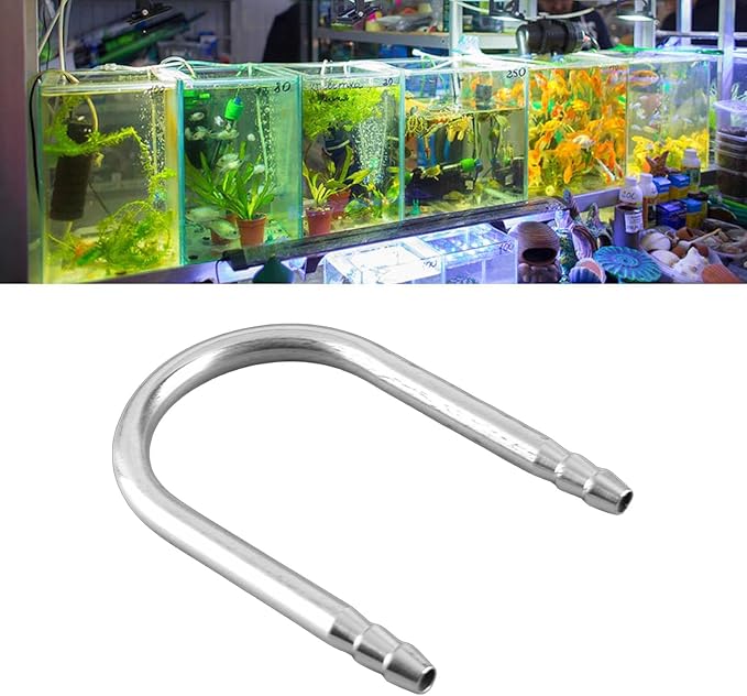 Pssopp CO2 Connector Tube, Stainless Steel Aquarium U Shaped Tube Air Pump Accessories Air Connector Pipe for Aquarium Air Line