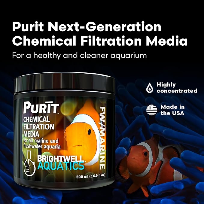 Brightwell Aquatics - Purit Next-Generation Chemical Filtration Media - for use in All Marine and Freshwater Aquaria - Aquarium Water Treatments, 16.9 fl oz