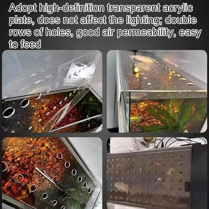 Rygcrud Custom Square Aquarium Anti-Jumping Lid with Air Hole, Clear Acrylic Fish Tank Cover, Avoid Cat Catching Fish(120x40x2.5cm)