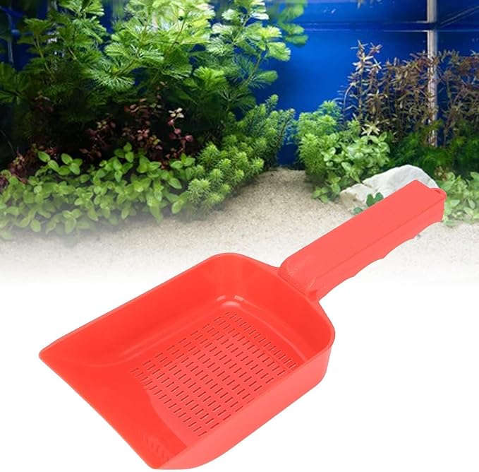 Aquarium Sand Scooper, Aquarium Gravel Sand Shovel Aquarium Scoop Clean for Home Garden Pool(Red)