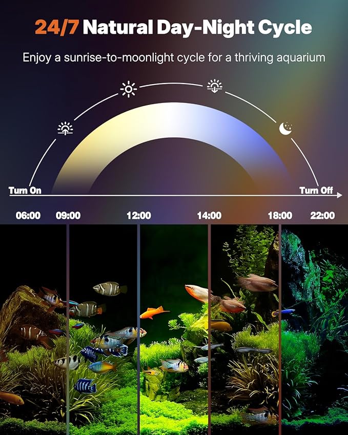 Pawfly Aquarium Light with Bluetooth for Plants, 6.5W 12 inch Full Spectrum Fish Tank Light for 13-22 inch Fish Tanks, Submersible LED Lights with App Control, Timer Modes & Adjustable Brightness