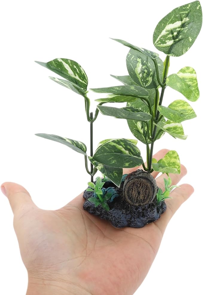 Aquarium Plastic Plants, Silk Aquarium Plants, Silk Plants for Betta Fish Tank, Plant Decoration for Aquarium, Dark Green, Pointed Leaves, 6.5" Tall
