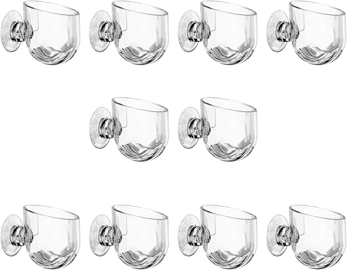 Pack of 10 Aquariums Plant Holder Suction Cup Designs Acrylic Feeding Bowl for Shrimp and Small Fish Feeding