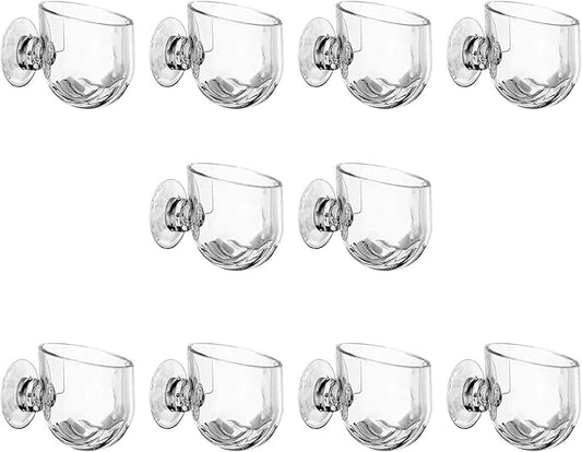 Pack of 10 Aquariums Plant Holder Suction Cup Designs Acrylic Feeding Bowl for Shrimp and Small Fish Feeding