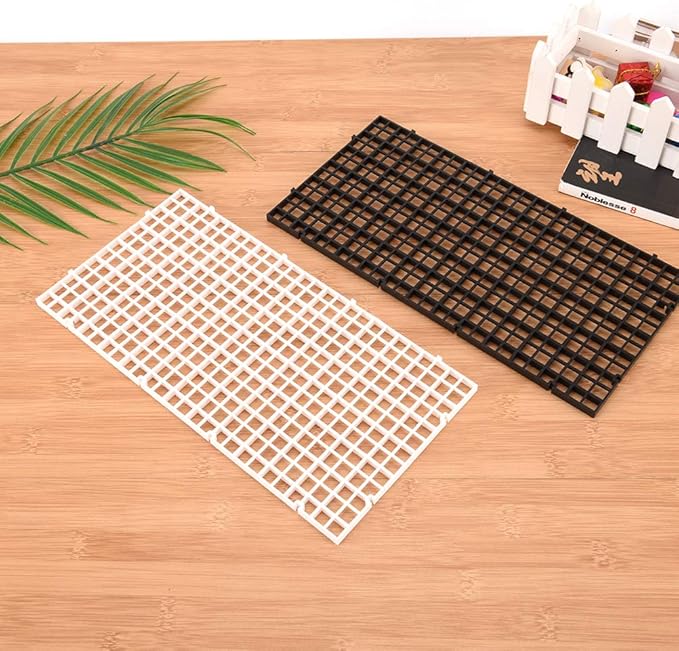 4 Pcs Aquarium Grid Divider Tray Egg Crate Aquarium Fish Tank Filter Bottom Isolation Board Partition Net Pane for Mixed Breeding,Black,White