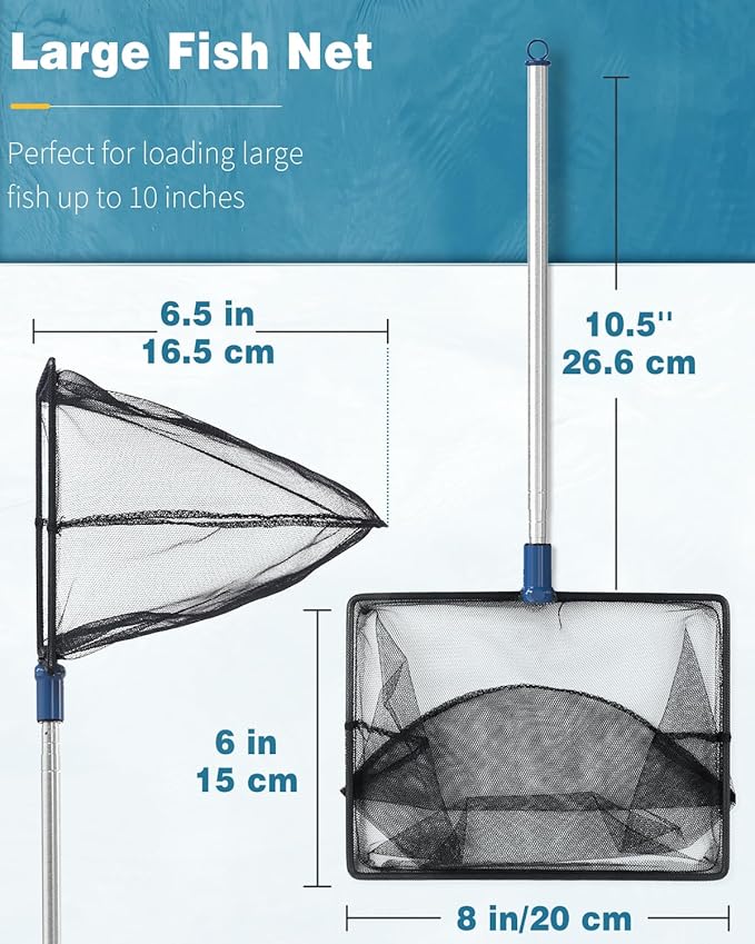 Pawfly Aquarium Fish Net with Extendable 9-24 Inch Long Handle for Betta Fish Tank Small Koi Pond and Pool