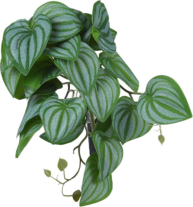 2PCS Artificial Water Plant,Simulation Vine,Lifelike Plastic Leaves Decoration with Suction Cup,Plastic Plant Aquatic Water Grass Decor for Fish Tank (Watermelon Leaves)