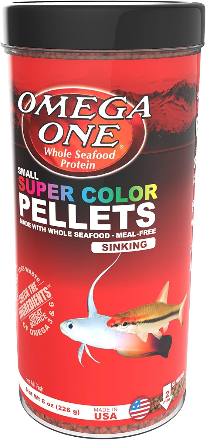 Omega One Super Color Sinking Pellets, 2mm Pellets, 8 oz
