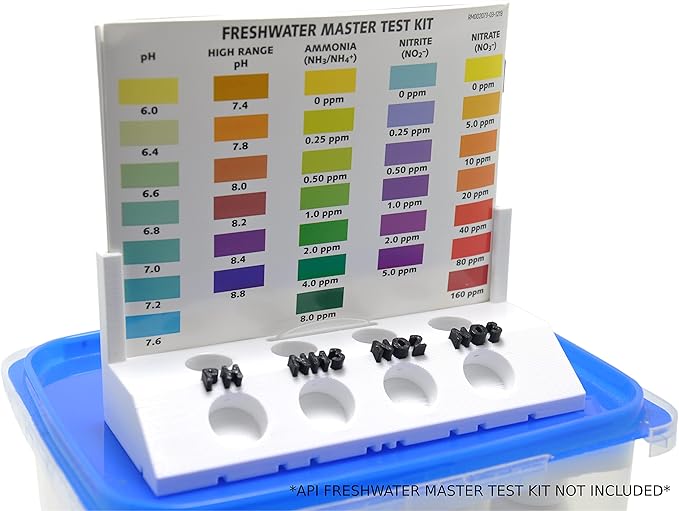 Aquameta Aquarium Test Tube Holder with Rack - For API Freshwater Master Test Kit - 4 Slots Test Tube Rack – White