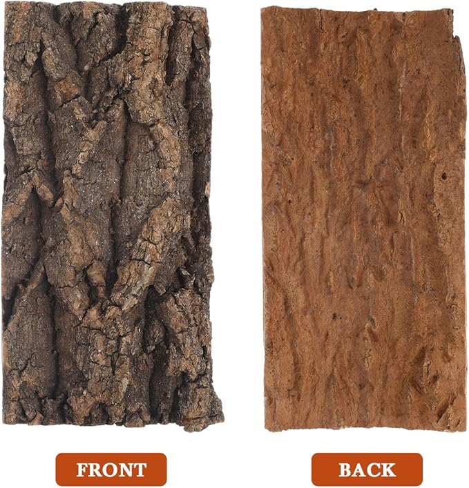 POPETPOP 3 Pcs Natural Bark Aquarium Decor 7.87X4.13X0.59In Reptile Tank Background for Terrarium Gecko Tortoise Snake Habitat Wall Ornament