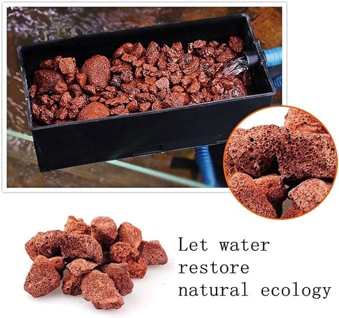 About 30 PackAquarium Red Lava Rock Fish Tank Volcanic Pumice Stones for Shrimp Betta(1''-1.2'')