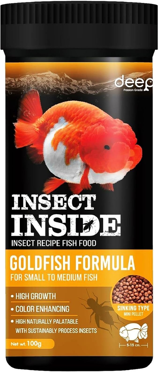 A.D.P. Deep Growth Fast & Jelly Enhancer 100 g. Goldfish Food Mini Sinking Pellet 1.5 mm, High Protein 45% Build Big Body & Color Enhancing Aquarium Baby Newborn Fry Tropical Fish Food