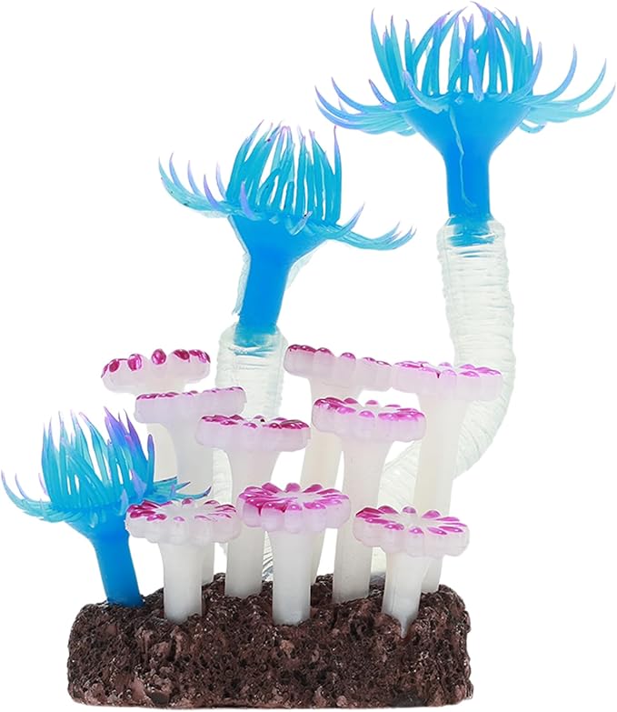 Aquarium Coral, Luminous Fish Tank Ornaments, Silicone Aquarium Plants, Fish Tank Coral, Fake Coral for Fish Landscape Decoration Aquarium Ornaments, Blue Purple