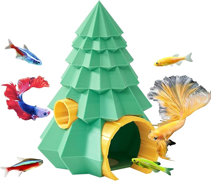 Christmas Fish Tank Decorations, Aquarium Christmas Tree Decor for Hiding, Fish Tank Hideout Ornaments, Aquarium Accessories Cave Decor for Shrimp Betta