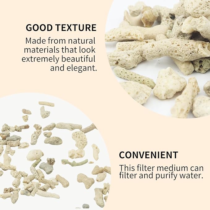 500g/1.1lb Crushed Coral for Freshwater Aquarium, Pond Filter Aquarium Filter Media to Raise ph, Reusable Aquarium Filter, Fish Tank Coral Stones