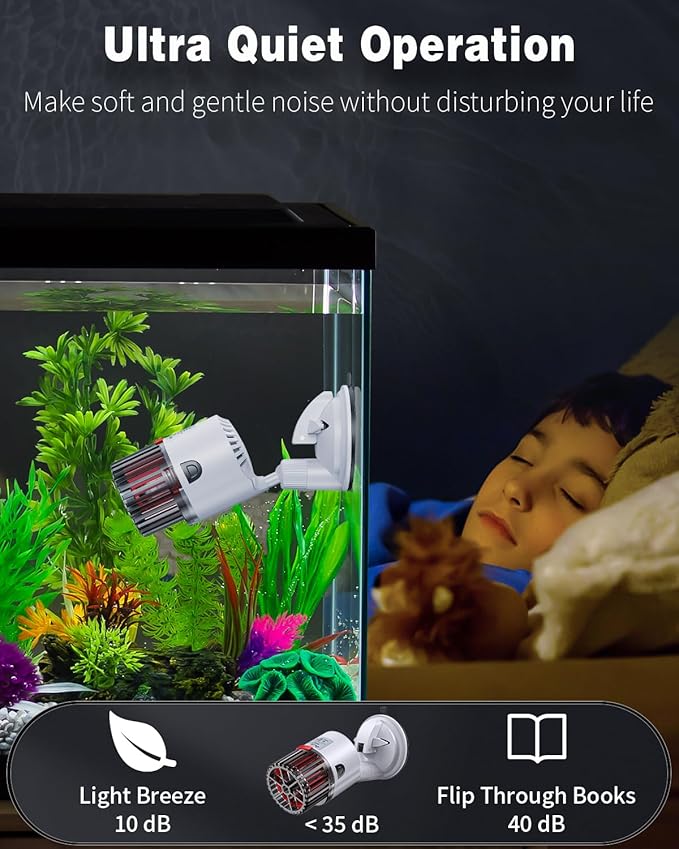 Pawfly Aquarium Wave Maker for Fish Tanks up to 150 Gallons 2000 GPH Adjustable Circulation Pump with Strong Suction Cup Base Submersible Power Head Water Pump for Freshwater and Marine Aquariums