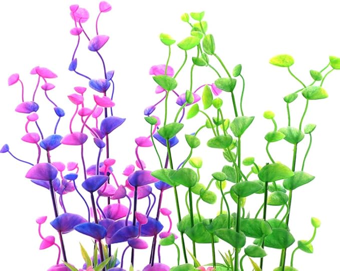 YOY Aquarium Decor Fish Tank Decoration Ornament Artificial Plastic Plant/Grass Set of 2,Multi-Colored
