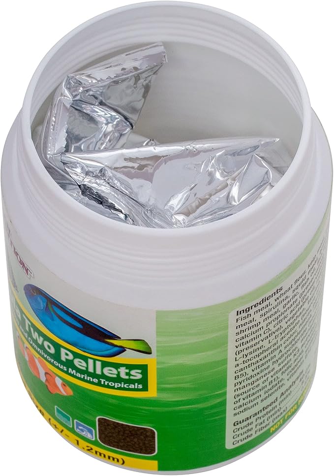 Ocean Nutrition Formula Two Pellets - Fish Food for Herbivorous & Omnivorous Marine Tropical Fish, High Protein(40%) - 7 oz (200 g) Small Pellets