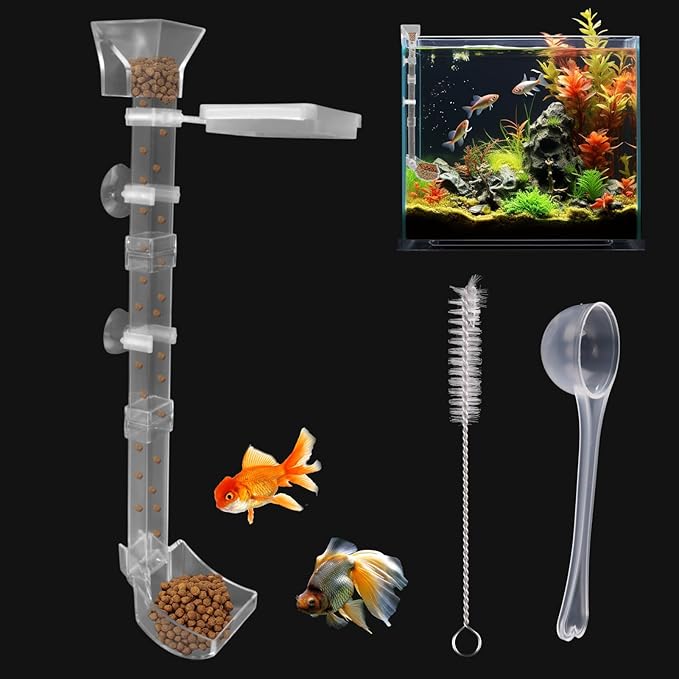 Shrimp Feeder: Tube & Dish Set, Anti-Scatter, Adjustable Height for Aquariums/Tanks | Ideal for Fishkeepers