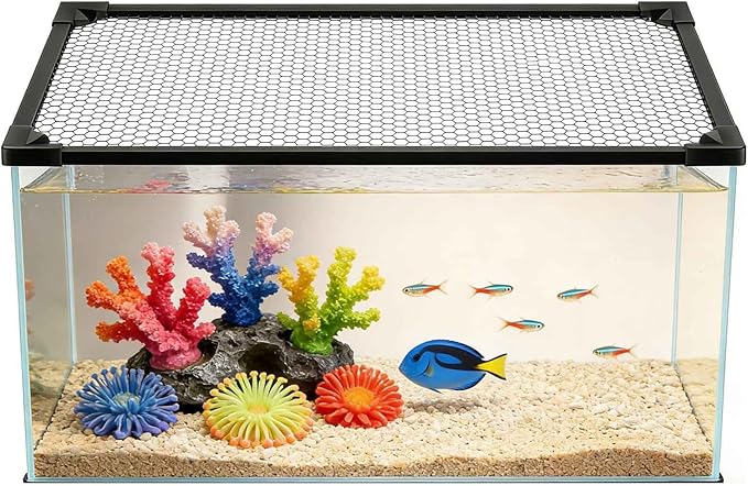 Fish Tank lid, DIY Fish Tank Top Cover/Anti-Jumping Net Cut to Any Size Cover for Fishes Reptiles Turtles Other Animals Escape(70x40CM/27.56x15.75in)