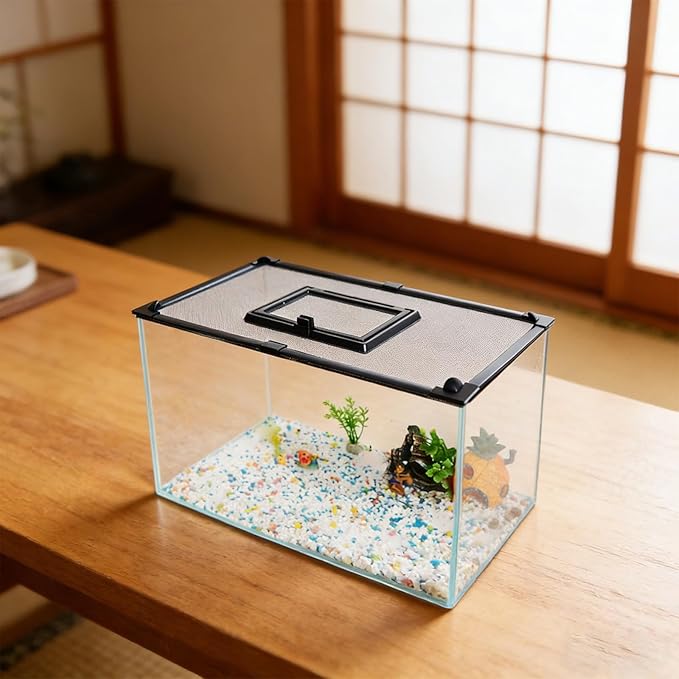 1 Set Magnetic Aquarium Lid with Feeding Window - Anti-Jumping Fish Tank Hood Top Cover - 19.7x15.8in Aquarium Screen Mesh Netting Preventing Fish Escapes