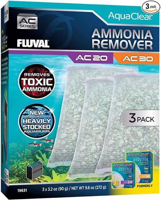 Fluval - Ammonia Remover for AC20/AC30 Power Filter, 9.6 oz / 272 g - for Use in Freshwater Aquariums, 3-Pack