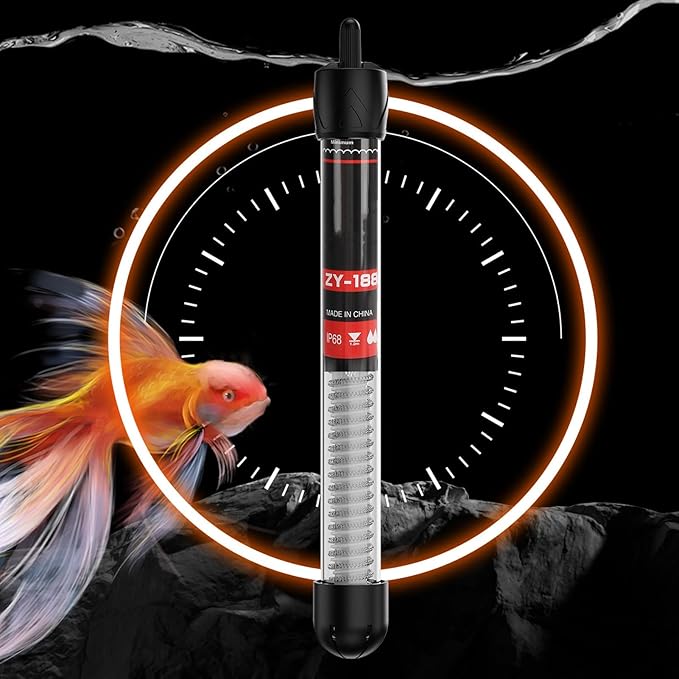 200W Aquarium Heater, Automatic Thermostat Fish Tank Heater with Suction Cup Brackets, Glass Submersible Heater with 110V US Plug for Marine Saltwater, Freshwater