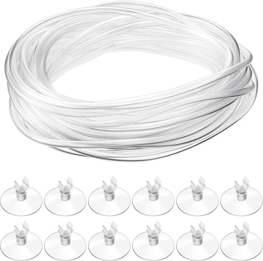 Boao 12 Pcs 32.8 ft Aquarium Co2 Proof Tubing Clear Airline Tubing Co2 Hose 5/16 Inch Suction Cups Aquarium Air Pump Accessories for Fish Tank