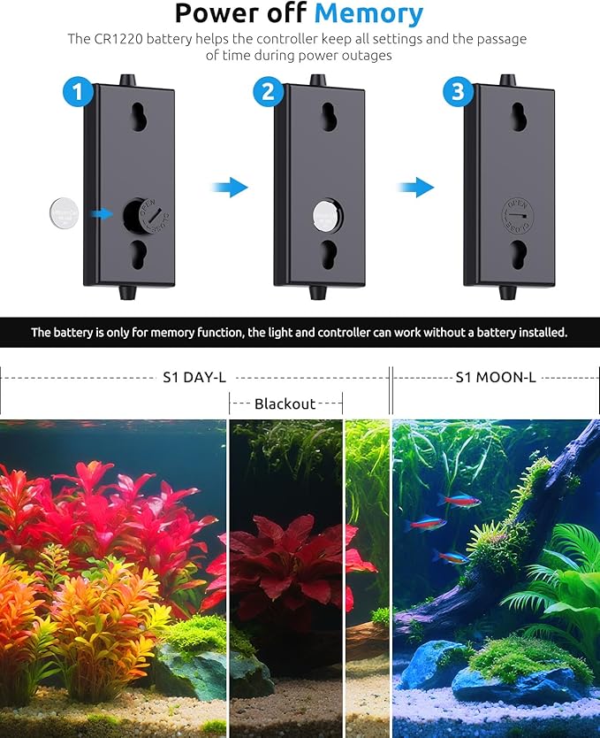 SEAOURA Aquarium LED Light with Thermometer, 36-42in Full Spectrum Lights for Fish Tank, 24/7 Programmable with Power Off Memory, WRGB Custom, 20 Level Dimmable Brightness for Freshwater Aquariums