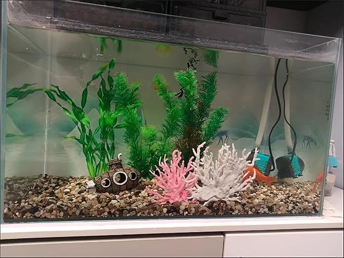 Artificial Aquarium Plants, Green Plastic Fish Tank Decorations, 12 Inch Tall Water Plants with Stable Base, 10 Pack, Safe for Fish (Green)