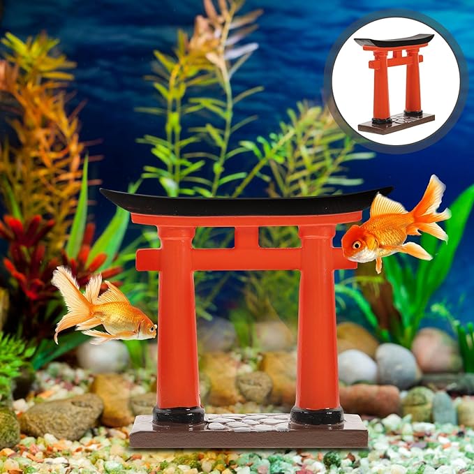 Japanese Torii Gate Miniature Resin 1pc Aquarium Zen Garden Ornament Scenes and Japanese Landscapes Decoration for Sand Table, Heavy Duty Torii Statue