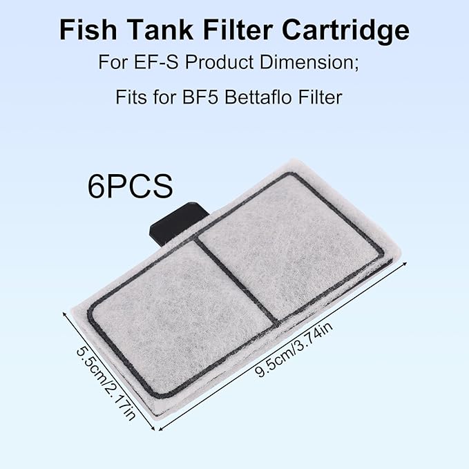lasuroa Filter Cartridges Compatible with Topfin Top Fin EF-S & BF5 BETTAFLO, 3.7x2.1 Inch Fish Tank Filter Cartridge Replacement for Aquarium Water Filtration (EF-S, 3)