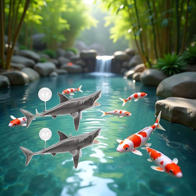 2Pcs Floating Shark Ornament - Adjustable Aquarium Shark Animal Decor, Shark Pool Décor | Aquarium Floating Shark Ornaments Thematic Ornaments Suitable for Aquarium All Kinds Pet Supplies