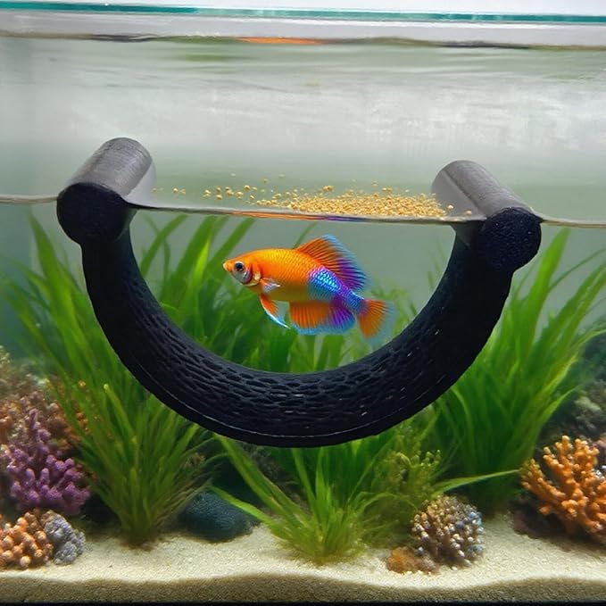 CPLIKE Black Betta Fish Hammock – Floating Aquarium Rest Ledge for Nano Fish, Shrimp, Corydoras – Natural-Look Black Perch Platform for Betta Tanks, Aquascape Decor, Low Flow Aquarium Accessory