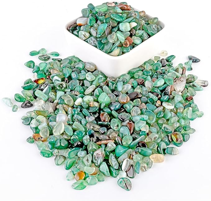 Decorative Polished Rocks, Gravel Rocks Crushed Crystal Mixed Color Stones for Plant Flower Pots Succulents Cactus Plant Vase Filler Aquariums Gravel DIY Craft (2.2 LBS, Green)