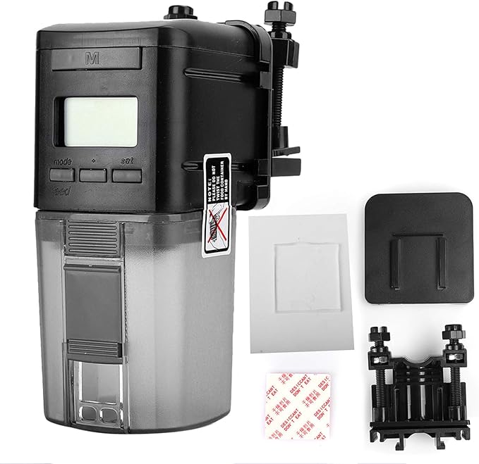 Yinhing Automatic Aquarium Fish Food Feeder Auto Digital LCD Timer Ideal for Flakes or Pellets Feeding Up to 4 Times Daily Easy Setup and ABS Material