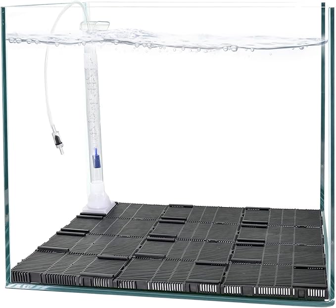 Undergravel Filter System for 10 Gallon Fish Tank, Air-Driven Biofiltration Aquarium Filter Kit with 12 Modular Plates & Adjustable Lift Tube, Cut-to-Fit Under Gravel System for Clear Water