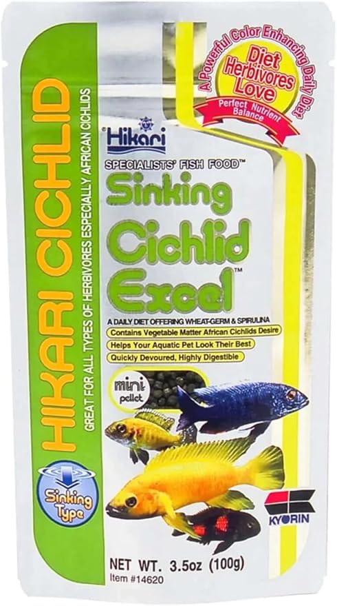 Hikari Sinking Cichlids Excel Mini Pellet Fish Food [Set of 2] Size: 3.5 Ounces-L8