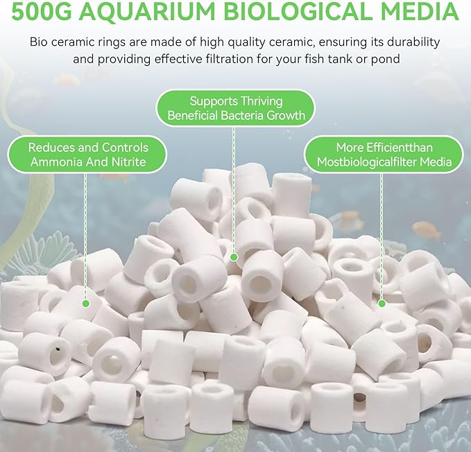 500g Bio-max Biological Material Remover Replacement for Fluval Canister Filter, Biological Filter Media for Freshwater/Saltwater Aquariums, Bio Media Ceramic Rings Filter Media for Pond, Fish Tank