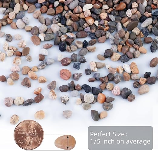 5lb Mixed Color Silica Gravel Pebbles, 1/5 inch Decorative Stones for Succulents, Pebbles for Vases,Plants Rocks, Aquarium Sand, Top Dressing, Outdoor Decorative Rocks