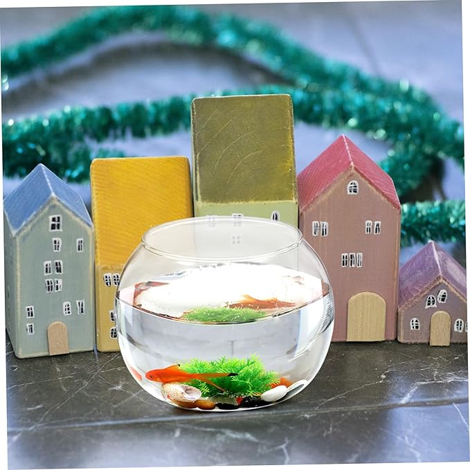 POPETPOP 2pcs Round Glass Terrarium Container Landscape Bottle for Moss Decor for Home Office Garden and Patio Decoration Creative Plant Display