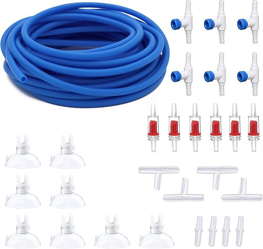 Premium 50FT 3/16inch Blue Air Hose for Aquarium with Connector,Check Valve, Control Valve Accessories (Blue, 50 ft.)